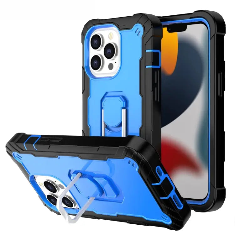 PC + Rubber 3-layers Shockproof Protective Case with Rotating Holder For iPhone 13 Pro For iPhone 13 Pro Max