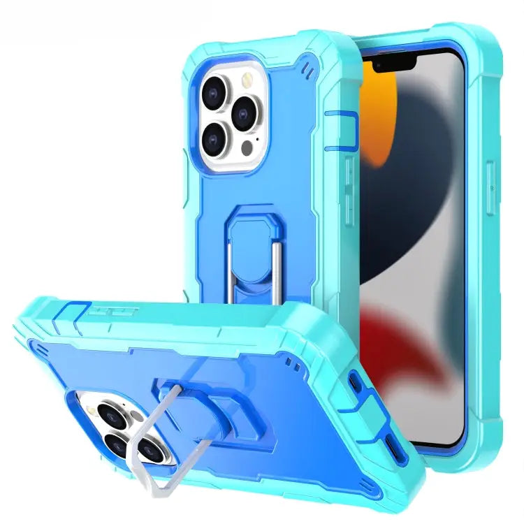 PC + Rubber 3-layers Shockproof Protective Case with Rotating Holder For iPhone 13 Pro For iPhone 13 Pro Max