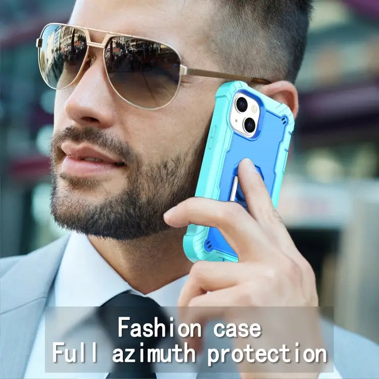 PC + Rubber 3-layers Shockproof Protective Case with Rotating Holder For iPhone 13 mini For iPhone 13 - Apple