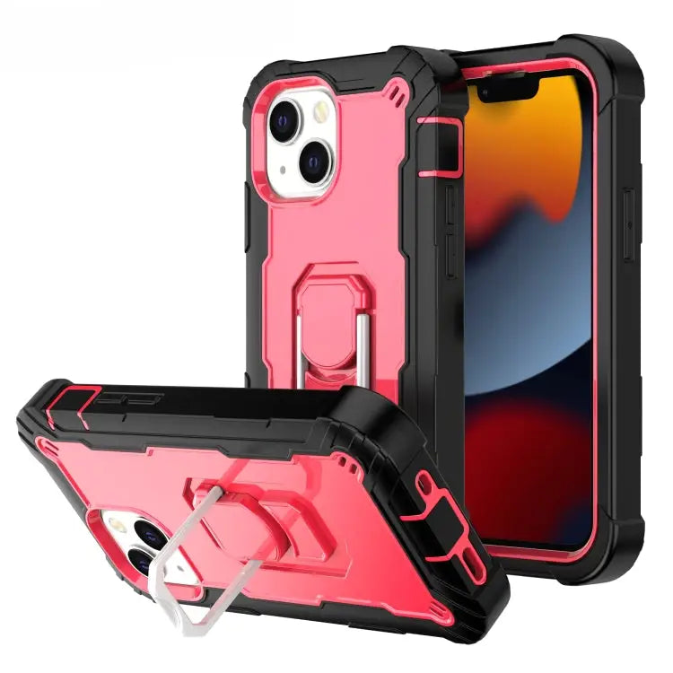 PC + Rubber 3-layers Shockproof Protective Case with Rotating Holder For iPhone 13 mini For iPhone 13 - For iPhone 13