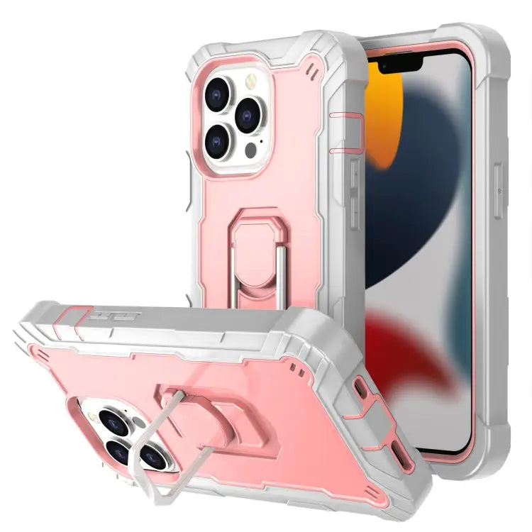 PC + Rubber 3-layers Shockproof Protective Case with Rotating Holder For iPhone 13 Pro For iPhone 13 Pro Max