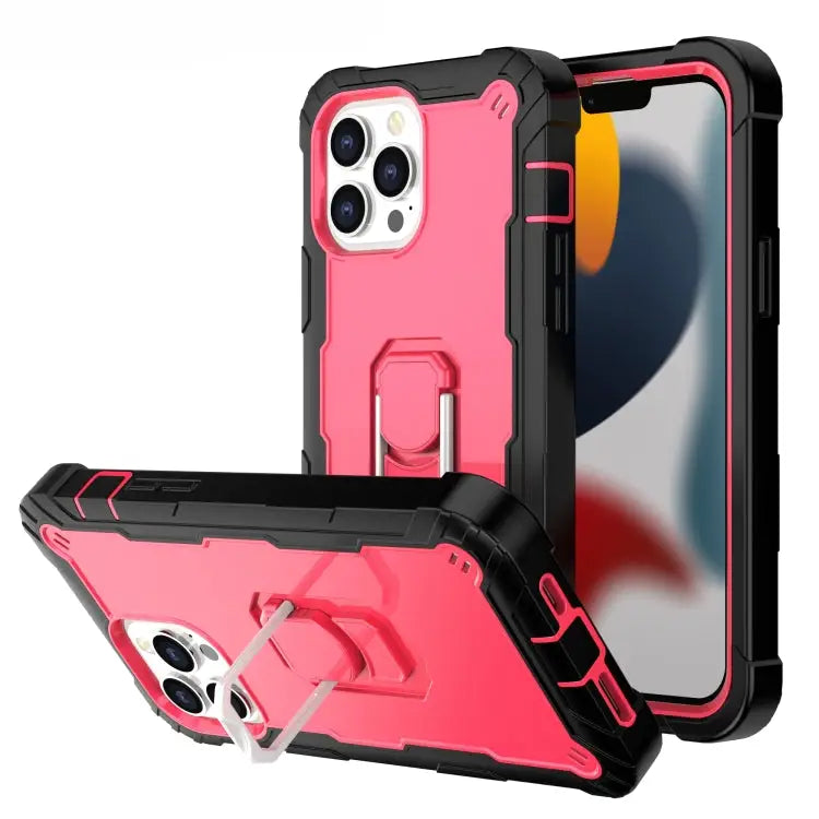 PC + Rubber 3-layers Shockproof Protective Case with Rotating Holder For iPhone 13 Pro For iPhone 13 Pro Max