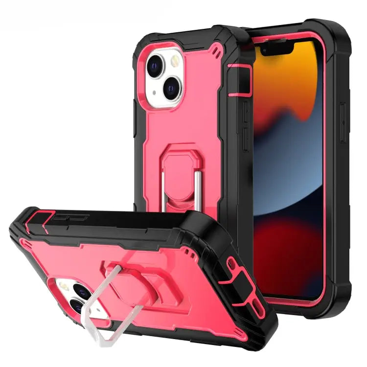 PC + Rubber 3-layers Shockproof Protective Case with Rotating Holder For iPhone 13 mini For iPhone 13 - For iPhone 13