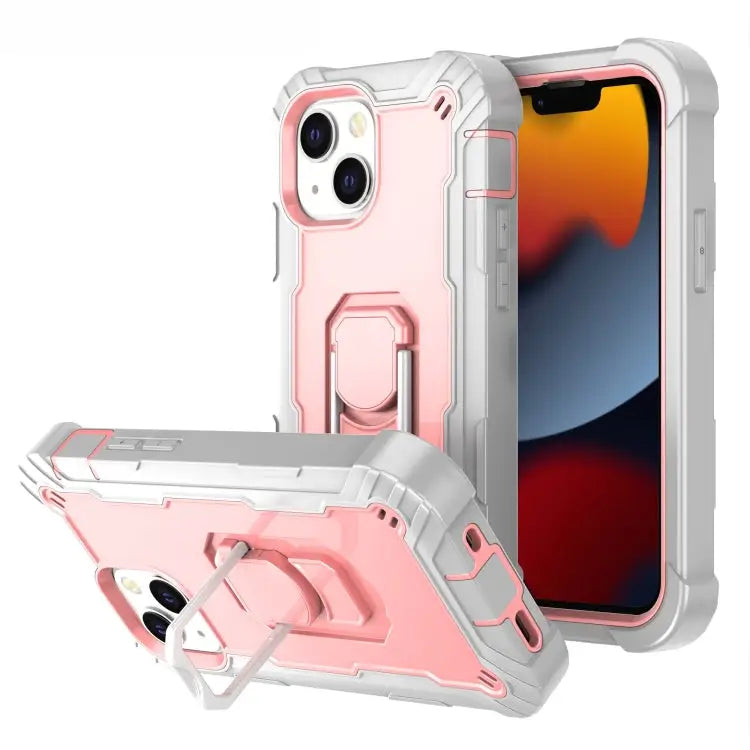PC + Rubber 3-layers Shockproof Protective Case with Rotating Holder For iPhone 13 mini For iPhone 13 - For iPhone 13