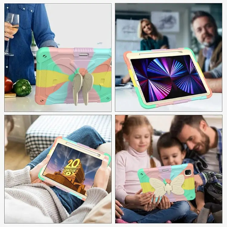 PC + Silicone Anti-drop Tablet Case with Butterfly Holder & Pen Slot for iPad Pro 11 2018 & 2020 & 2021 & Air 2020 10.9