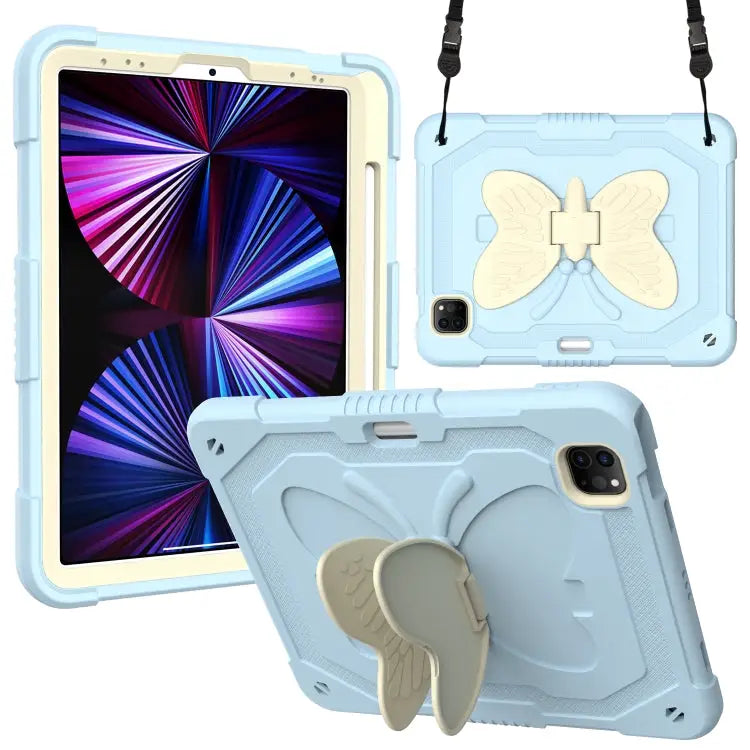 PC + Silicone Anti-drop Tablet Case with Butterfly Holder & Pen Slot for iPad Pro 11 2018 & 2020 & 2021 & Air 2020 10.9