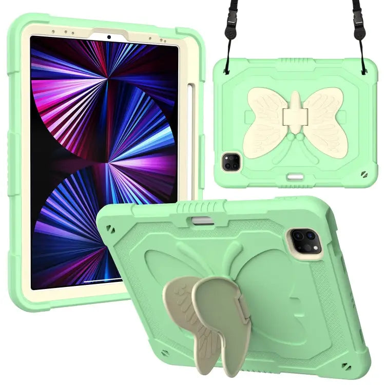 PC + Silicone Anti-drop Tablet Case with Butterfly Holder & Pen Slot for iPad Pro 11 2018 & 2020 & 2021 & Air 2020 10.9