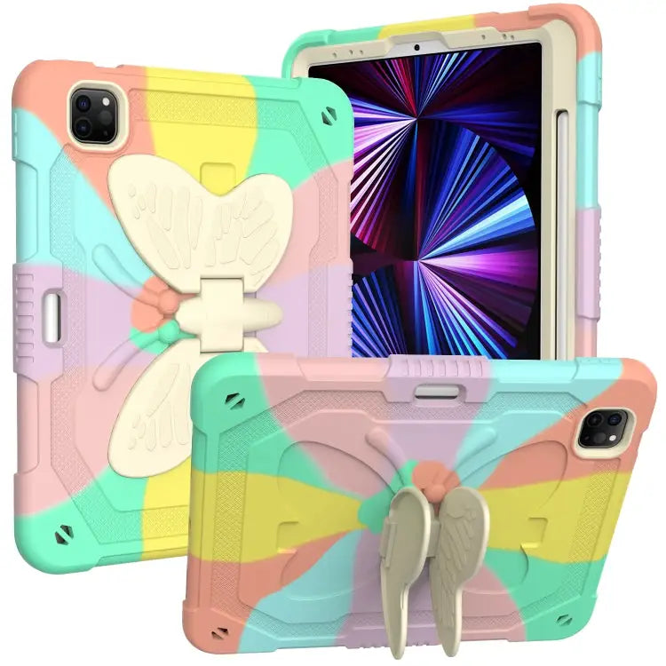 PC + Silicone Anti-drop Tablet Case with Butterfly Holder & Pen Slot for iPad Pro 11 2018 & 2020 & 2021 & Air 2020 10.9
