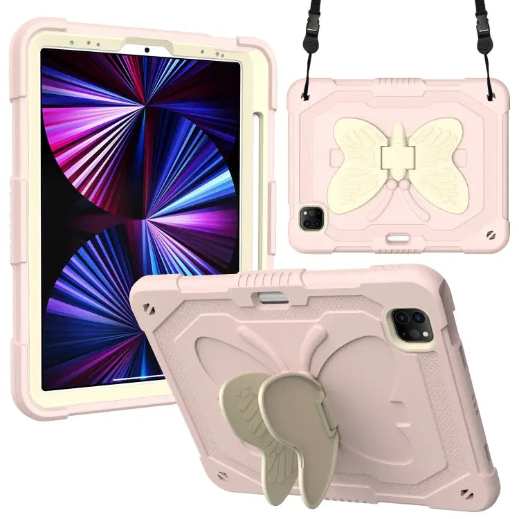 PC + Silicone Anti-drop Tablet Case with Butterfly Holder & Pen Slot for iPad Pro 11 2018 & 2020 & 2021 & Air 2020 10.9
