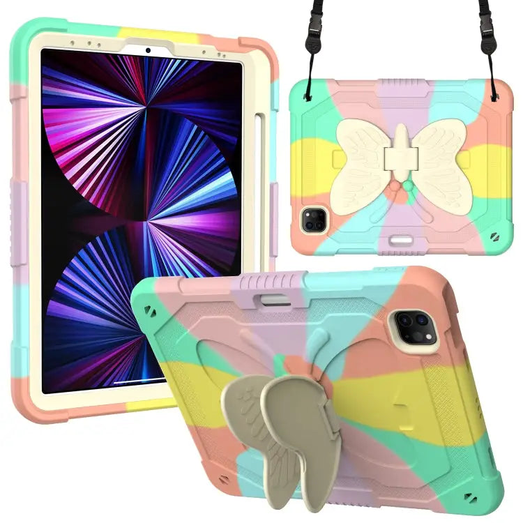 PC + Silicone Anti-drop Tablet Case with Butterfly Holder & Pen Slot for iPad Pro 11 2018 & 2020 & 2021 & Air 2020 10.9