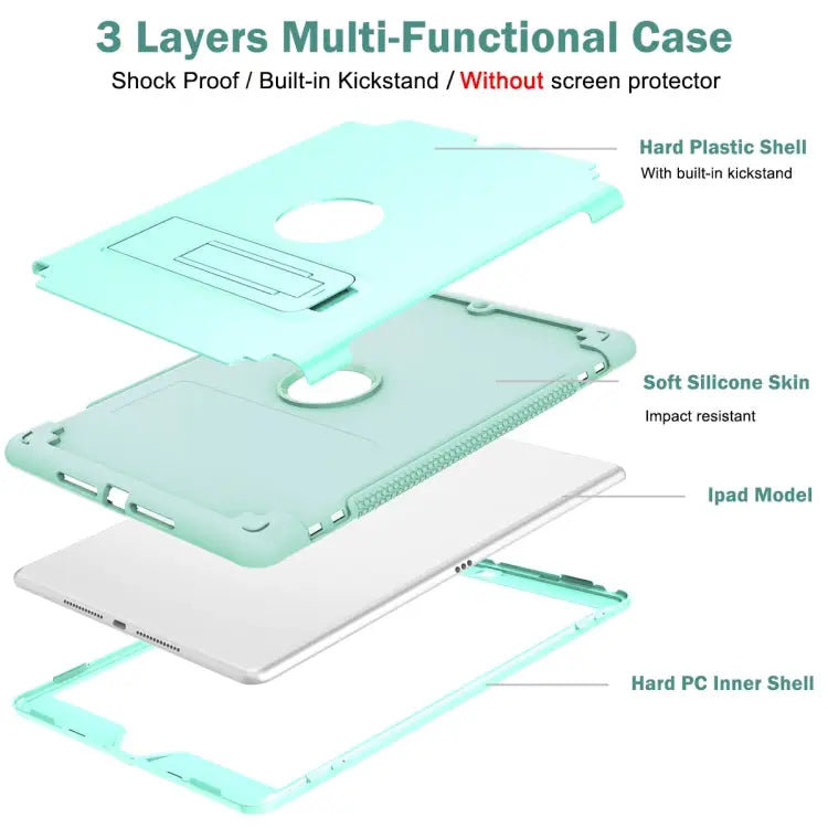 PC + Silicone Holder Tablet Case For iPad 9.7 2018 / 2017 For iPad 10.2 2020 / 2019 - Apple Accessories