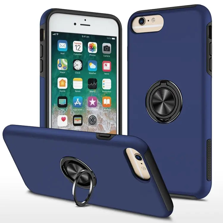 PC + TPU Shockproof Magnetic Protective Case with Invisible Ring Holder - For iPhone 6 Plus / Blue