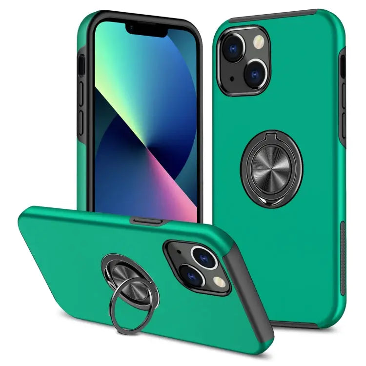 PC + TPU Shockproof Magnetic Protective Case with Invisible Ring Holder For iPhone 13 mini For iPhone 13 For iPhone 13