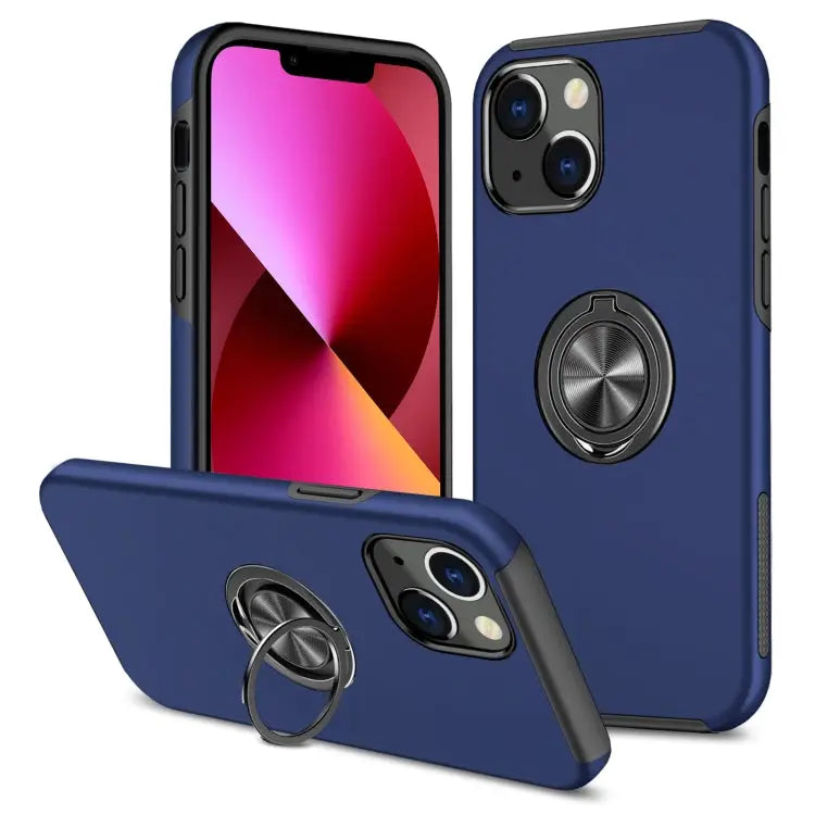 PC + TPU Shockproof Magnetic Protective Case with Invisible Ring Holder For iPhone 13 mini For iPhone 13 For iPhone 13