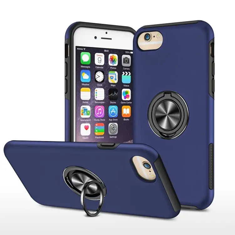PC + TPU Shockproof Magnetic Protective Case with Invisible Ring Holder - For iPhone 6 / Blue