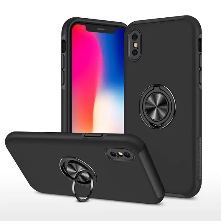 PC + TPU Shockproof Magnetic Protective Case with Invisible Ring Holder For iPhone XS / X For iPhone XR For iPhone XS