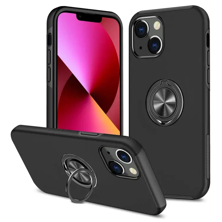 PC + TPU Shockproof Magnetic Protective Case with Invisible Ring Holder For iPhone 13 mini For iPhone 13 For iPhone 13