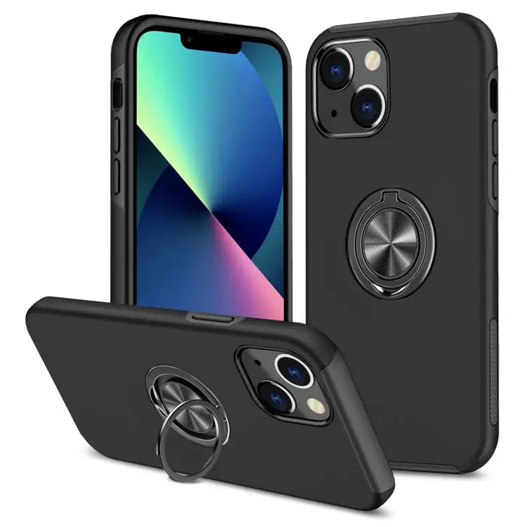 PC + TPU Shockproof Magnetic Protective Case with Invisible Ring Holder For iPhone 13 mini For iPhone 13 For iPhone 13