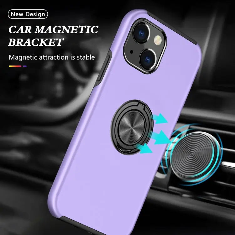 PC + TPU Shockproof Magnetic Protective Case with Invisible Ring Holder For iPhone 13 Pro Max - Apple Accessories