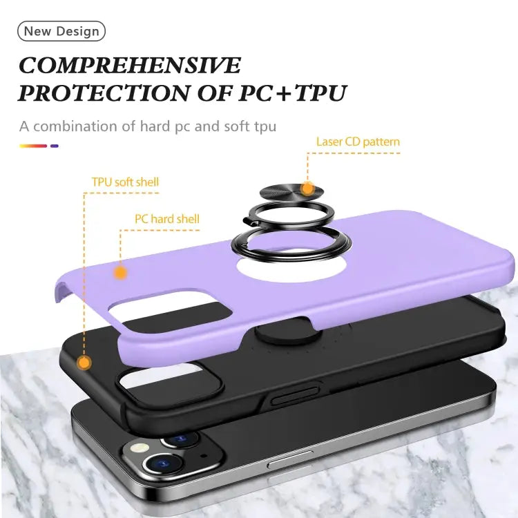PC + TPU Shockproof Magnetic Protective Case with Invisible Ring Holder For iPhone 13 mini For iPhone 13 For iPhone 13