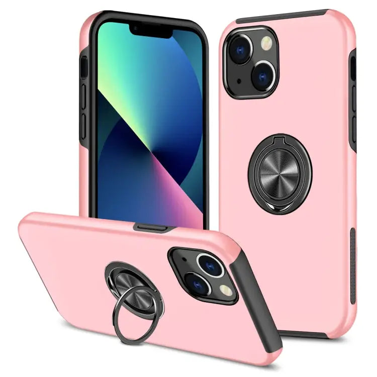 PC + TPU Shockproof Magnetic Protective Case with Invisible Ring Holder For iPhone 13 mini For iPhone 13 For iPhone 13