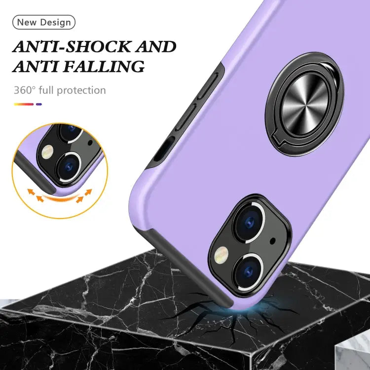 PC + TPU Shockproof Magnetic Protective Case with Invisible Ring Holder For iPhone 13 Pro Max - Apple Accessories