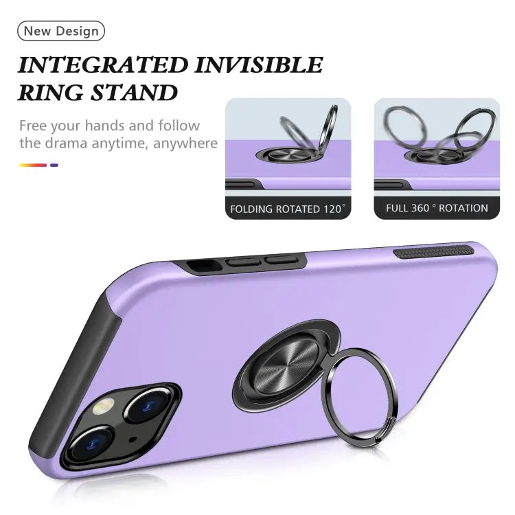 PC + TPU Shockproof Magnetic Protective Case with Invisible Ring Holder For iPhone 13 Pro Max - Apple Accessories