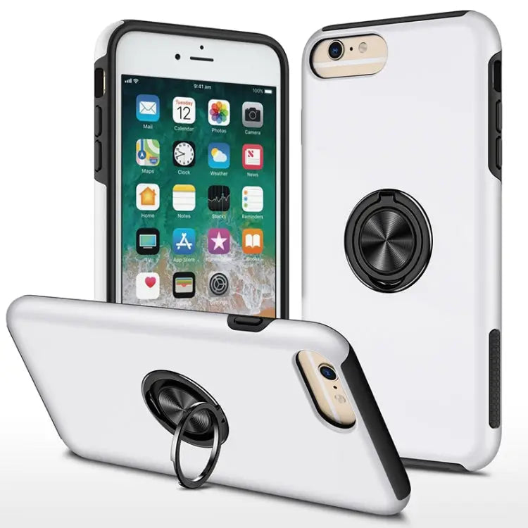PC + TPU Shockproof Magnetic Protective Case with Invisible Ring Holder - For iPhone 6 Plus / Silver