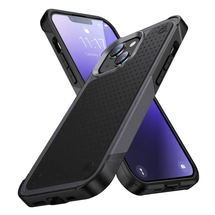 PC + TPU Shockproof Protective Phone Case For iPhone 14 - For iPhone 14 / Grey + Black - Apple Accessories