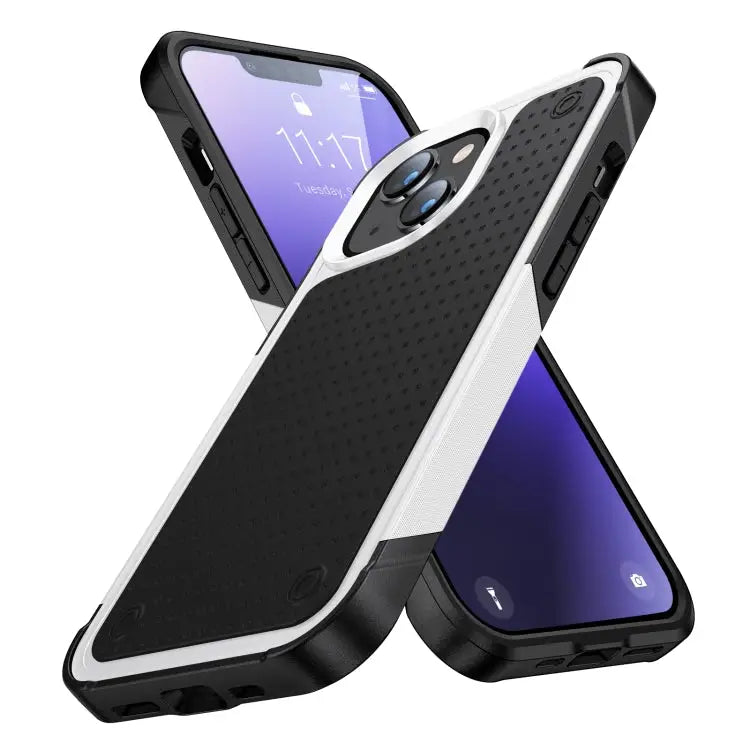 PC + TPU Shockproof Protective Phone Case For iPhone 14 - For iPhone 14 / White + Black - Apple Accessories