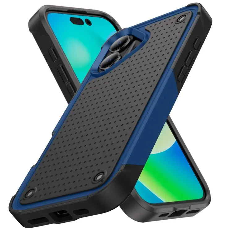 PC + TPU Shockproof Protective Phone Case For iPhone 16 - For iPhone 16 / Blue + Black - Apple Accessories