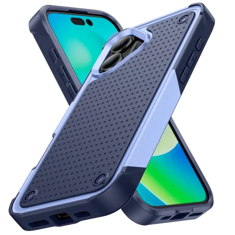 PC + TPU Shockproof Protective Phone Case For iPhone 16 - For iPhone 16 / Light Purple + Sapphire Blue - Apple