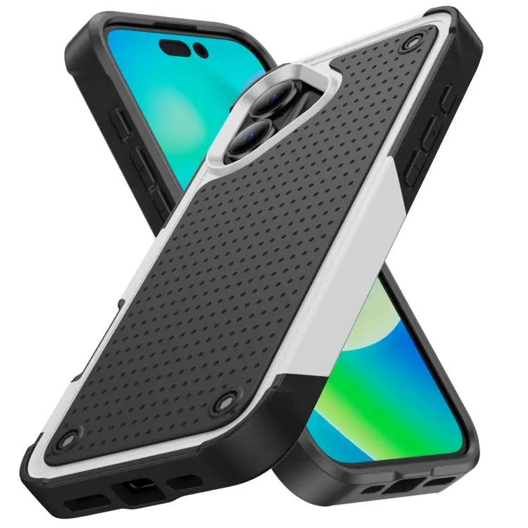 PC + TPU Shockproof Protective Phone Case For iPhone 16 - For iPhone 16 / White + Black - Apple Accessories