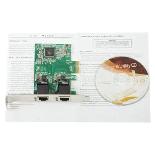 PCI-Express Dual Gigabit Ethernet Controller Card Adapter 2 Port RJ45 10/100/1000 BASE-T (IO-PCE8111-2GLAN) 2 Ports
