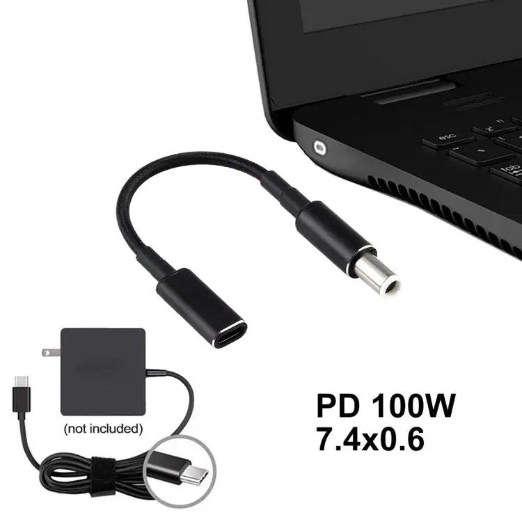 PD 100W 18.5-20V 7.4 x 0.6mm to USB-C / Type-C Adapter Nylon Braid Cable for Dell 7.4 x 0.6mm - 7.4 x 0.6mm