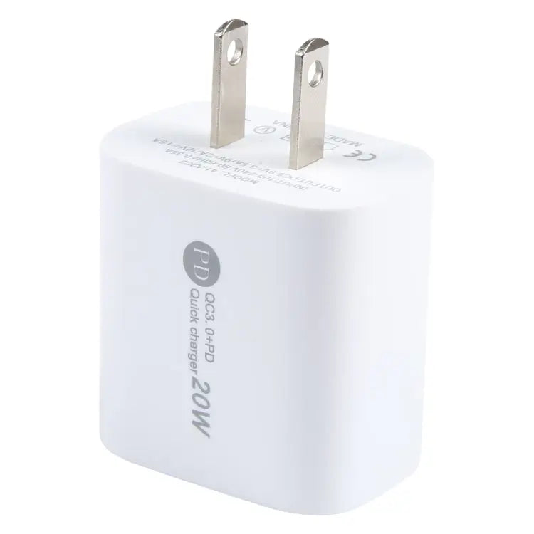 PD 20W USB-C/Type-C + QC 3.0 USB Interface Fast Charge Charger Specification: US Plug - Apple Accessories