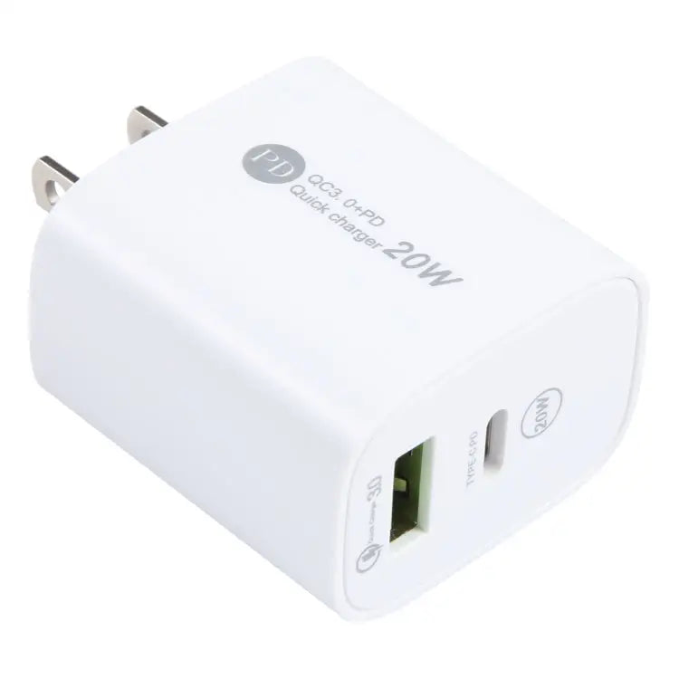 PD 20W USB-C/Type-C + QC 3.0 USB Interface Fast Charge Charger Specification: US Plug - Apple Accessories