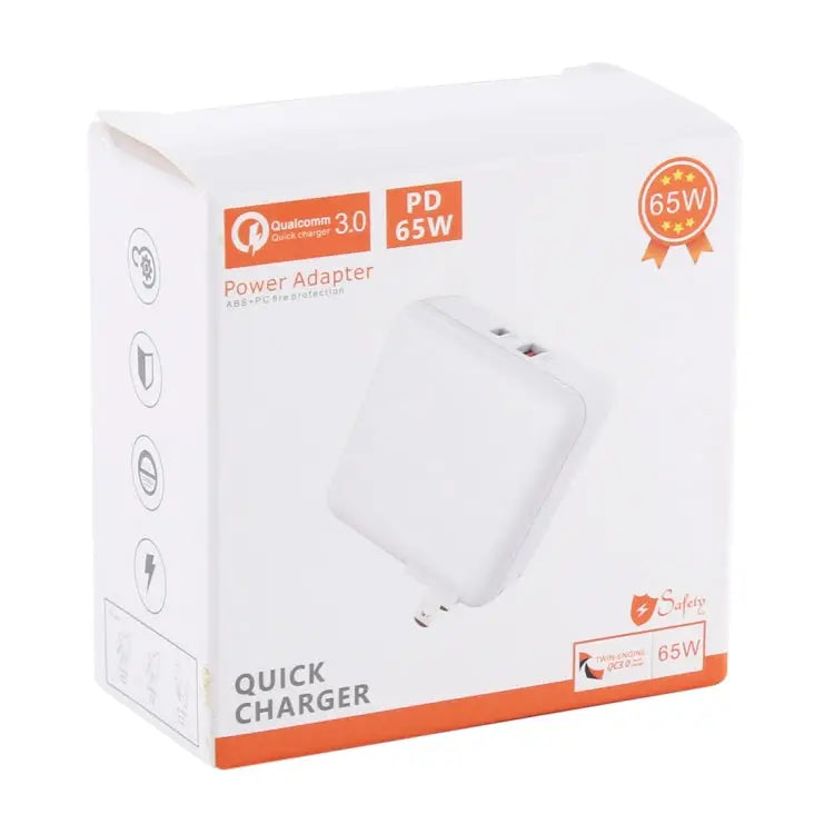 PD65W-A6 PD 65W 90 Degrees Foldable Pin Portable Multi-function USB Quick Charger US Plug