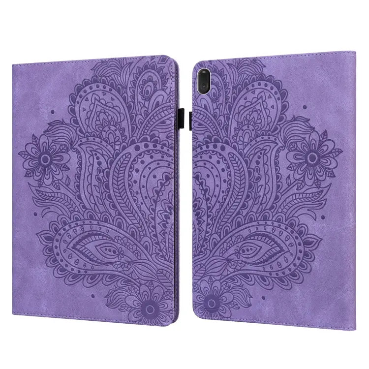 Peacock Embossed Pattern TPU + PU Leather Tablet Case For Lenovo Tab E10 TB-X104F - For Lenovo Tab E10 TB-X104F