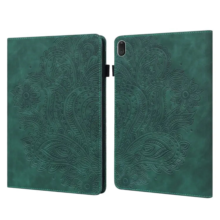 Peacock Embossed Pattern TPU + PU Leather Tablet Case For Lenovo Tab E10 TB-X104F - For Lenovo Tab E10 TB-X104F / Green