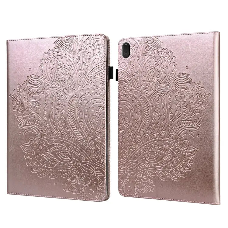 Peacock Embossed Pattern TPU + PU Leather Tablet Case For Lenovo Tab E10 TB-X104F - For Lenovo Tab E10 TB-X104F / Rose