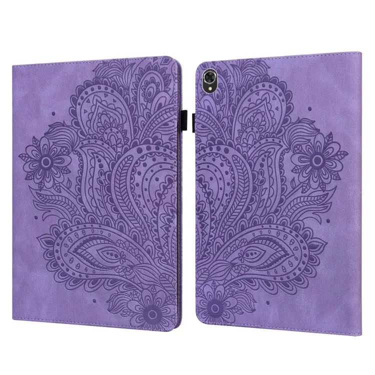 Peacock Embossed Pattern TPU + PU Leather Tablet Case For Lenovo Tab K10 10.3 inch TB-X6C6F / TB-X6C6X & M10 Plus 10.3