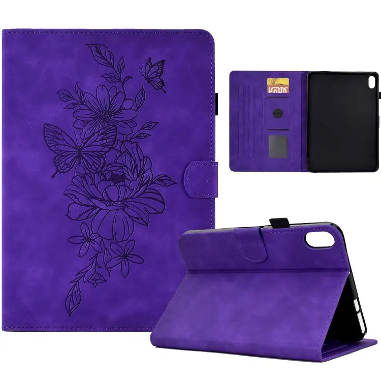 Peony Butterfly Embossed Leather Smart Tablet Case For iPad 10.2 2020/2019 / Air 10.5 2019 For iPad 2025 / 2022