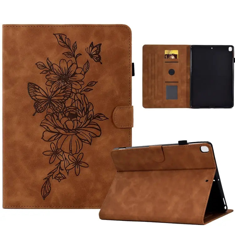 Peony Butterfly Embossed Leather Smart Tablet Case For iPad 10.2 2020/2019 / Air 10.5 2019 For iPad 2025 / 2022