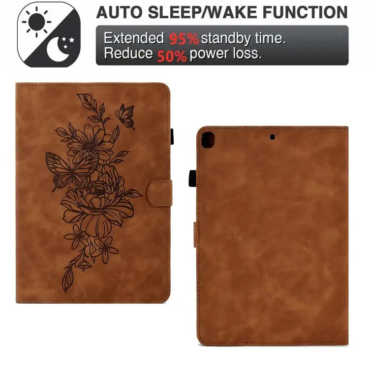 Peony Butterfly Embossed Leather Smart Tablet Case For iPad 10.2 2020/2019 / Air 10.5 2019 For iPad 2025 / 2022