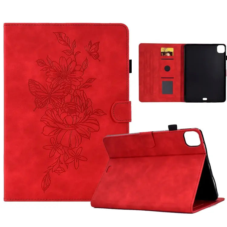 Peony Butterfly Embossed Leather Smart Tablet Case For iPad mini 5 / 4 / 3 / 2 / 1 For iPad Pro 11 2020/2018 / Air 10.9