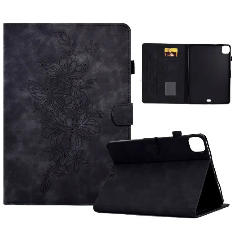 Peony Butterfly Embossed Leather Smart Tablet Case For iPad mini 5 / 4 / 3 / 2 / 1 For iPad Pro 11 2020/2018 / Air 10.9