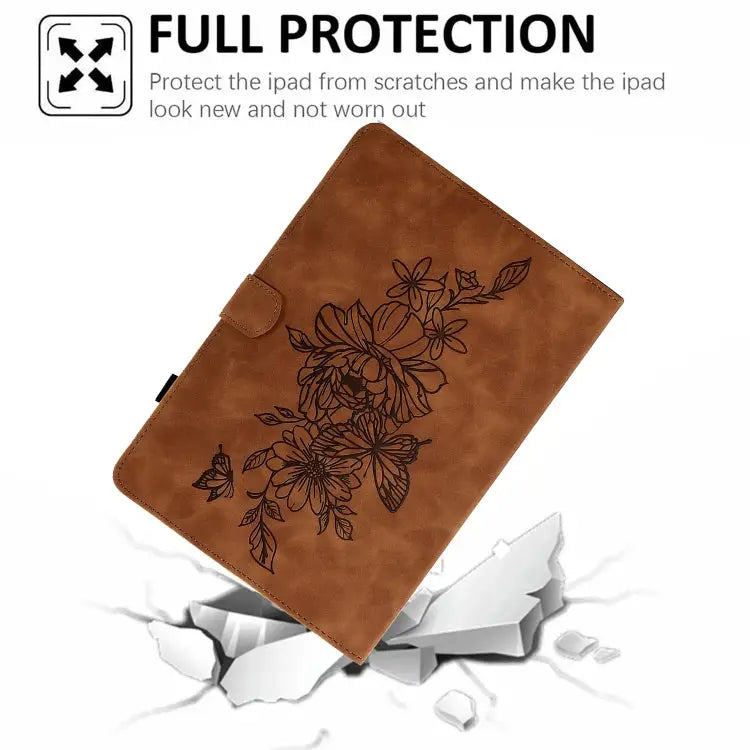 Peony Butterfly Embossed Leather Smart Tablet Case For iPad mini 5 / 4 / 3 / 2 / 1 For iPad Pro 11 2020/2018 / Air 10.9