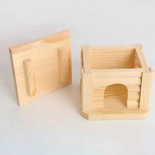 Pet Flat Roof Wooden House Hut Pets Cage for Small Animal Rabbit Hamster Flat Roof Wooden House - Flat Roof Wooden House