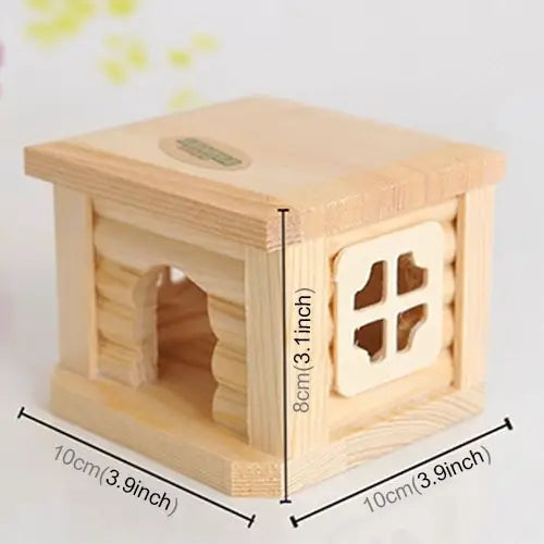 Pet Flat Roof Wooden House Hut Pets Cage for Small Animal Rabbit Hamster Flat Roof Wooden House - Flat Roof Wooden House